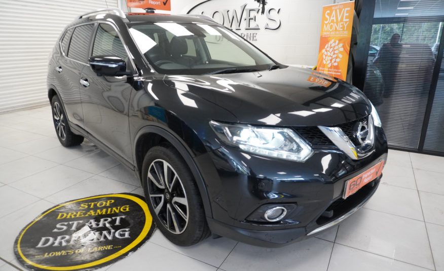 2017 NISSAN X-TRAIL 1.6 DCi TEKNA 7 SEATER with ONLY 89K — HOT BLACK LEATHER, PANORAMIC ROOF AND 360 CAMERAS