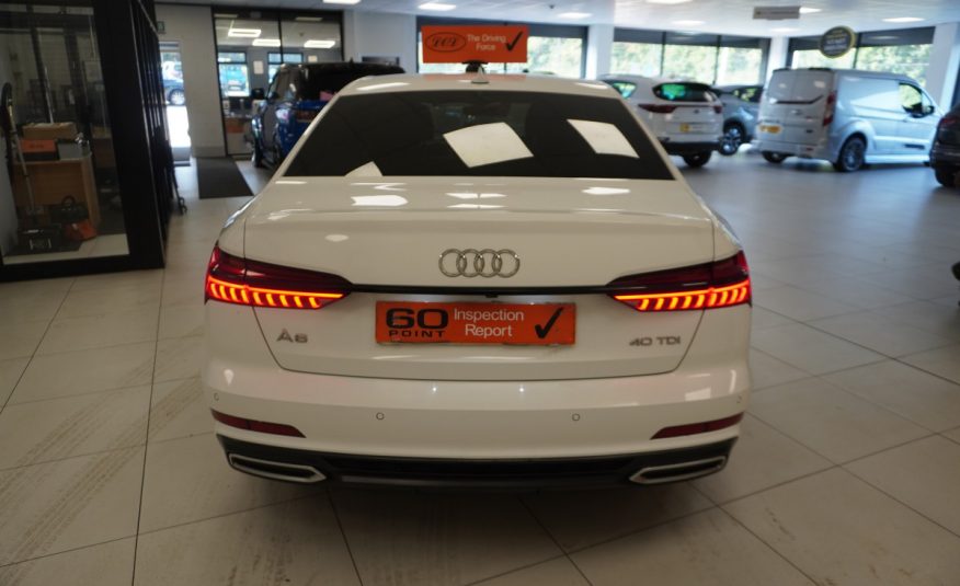 2019 (MARCH) AUDI A6 2.0 TDi S LINE 40 201BHP — 21″ ALLOYS, BLACK LEATHER