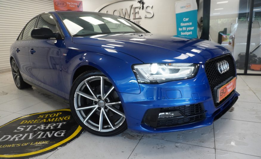 2015 AUDI A4 2.0 TDi S LINE BLACK EDITION PLUS in SEPANG BLUE with BLACK LEATHER & 19″ ALLOYS