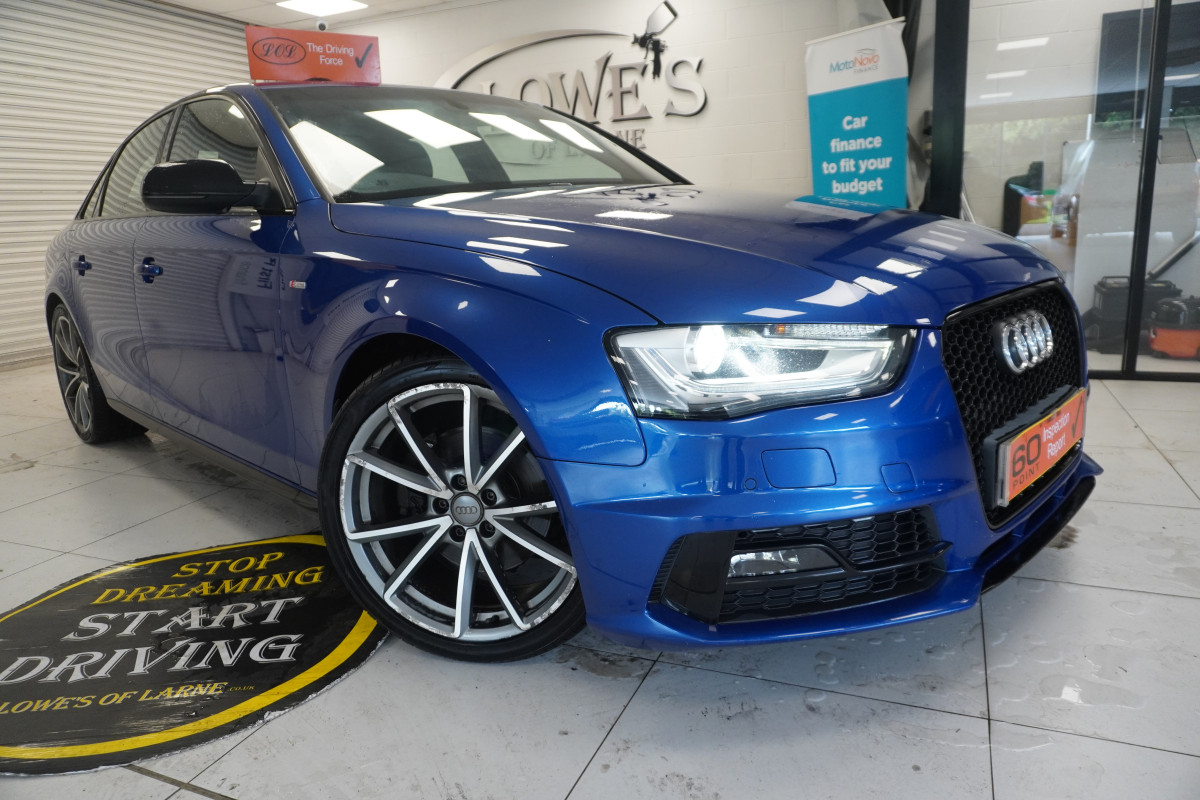 2015 AUDI A4 2.0 TDi S LINE BLACK EDITION PLUS in SEPANG BLUE with BLACK LEATHER & 19″ ALLOYS
