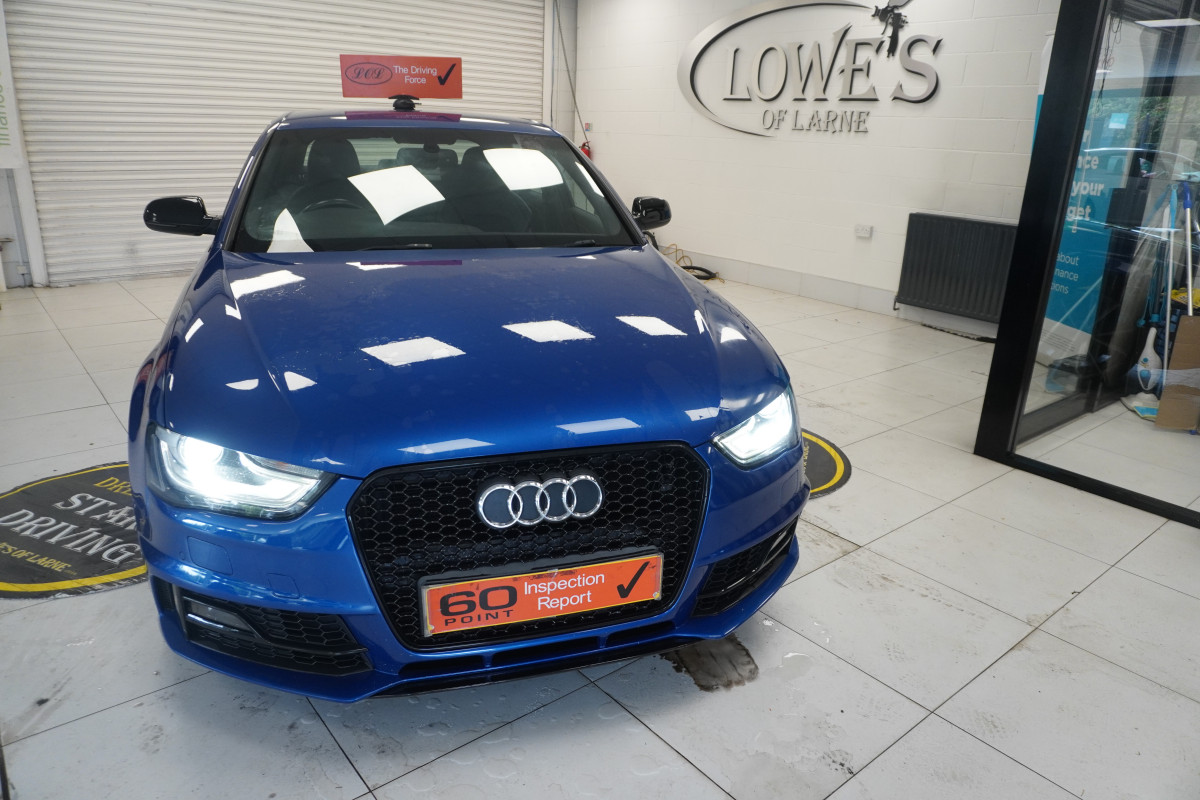 2015 AUDI A4 2.0 TDi S LINE BLACK EDITION PLUS in SEPANG BLUE with BLACK LEATHER & 19″ ALLOYS