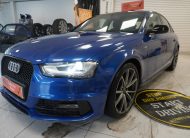2015 AUDI A4 2.0 TDi S LINE BLACK EDITION PLUS in SEPANG BLUE with BLACK LEATHER & 19″ ALLOYS