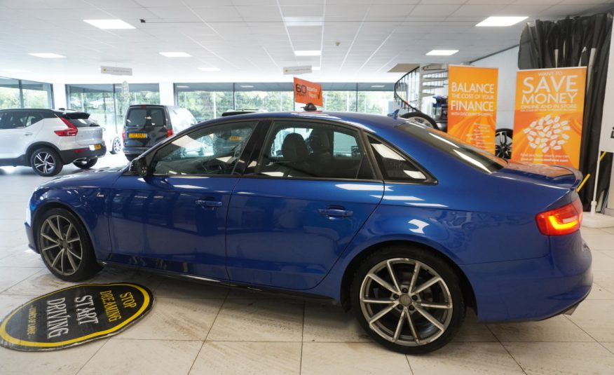 2015 AUDI A4 2.0 TDi S LINE BLACK EDITION PLUS in SEPANG BLUE with BLACK LEATHER & 19″ ALLOYS