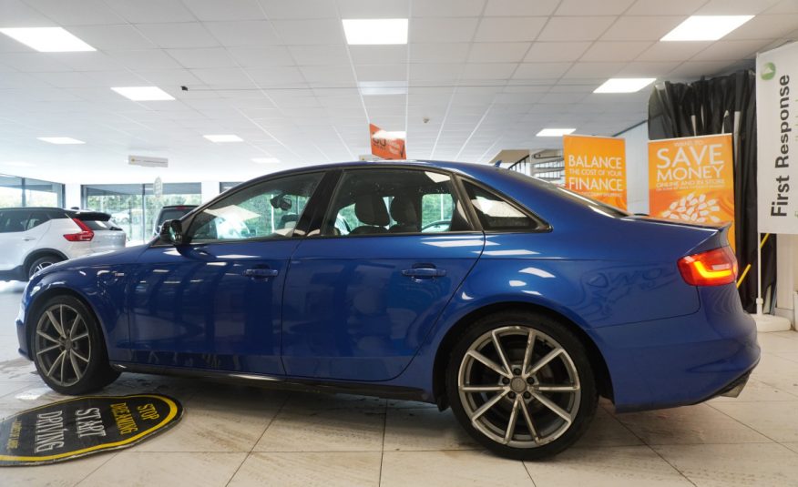 2015 AUDI A4 2.0 TDi S LINE BLACK EDITION PLUS in SEPANG BLUE with BLACK LEATHER & 19″ ALLOYS