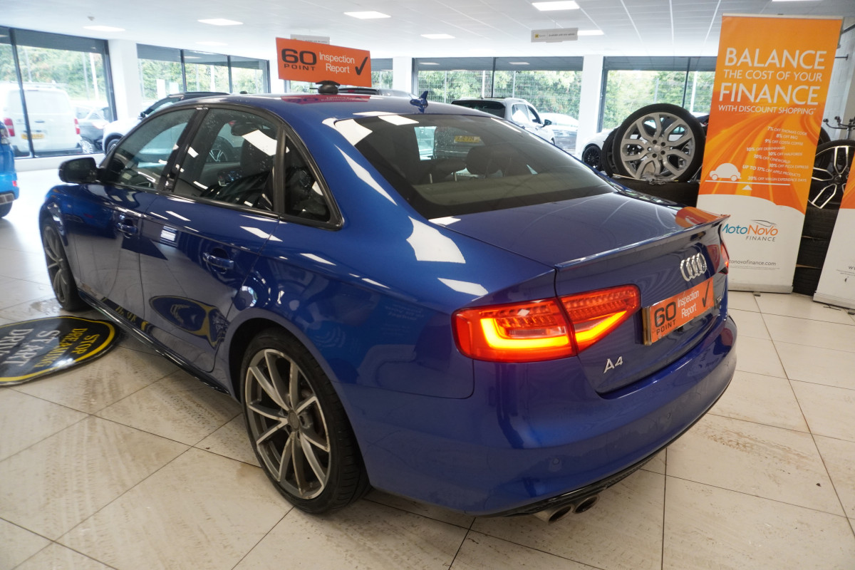 2015 AUDI A4 2.0 TDi S LINE BLACK EDITION PLUS in SEPANG BLUE with BLACK LEATHER & 19″ ALLOYS