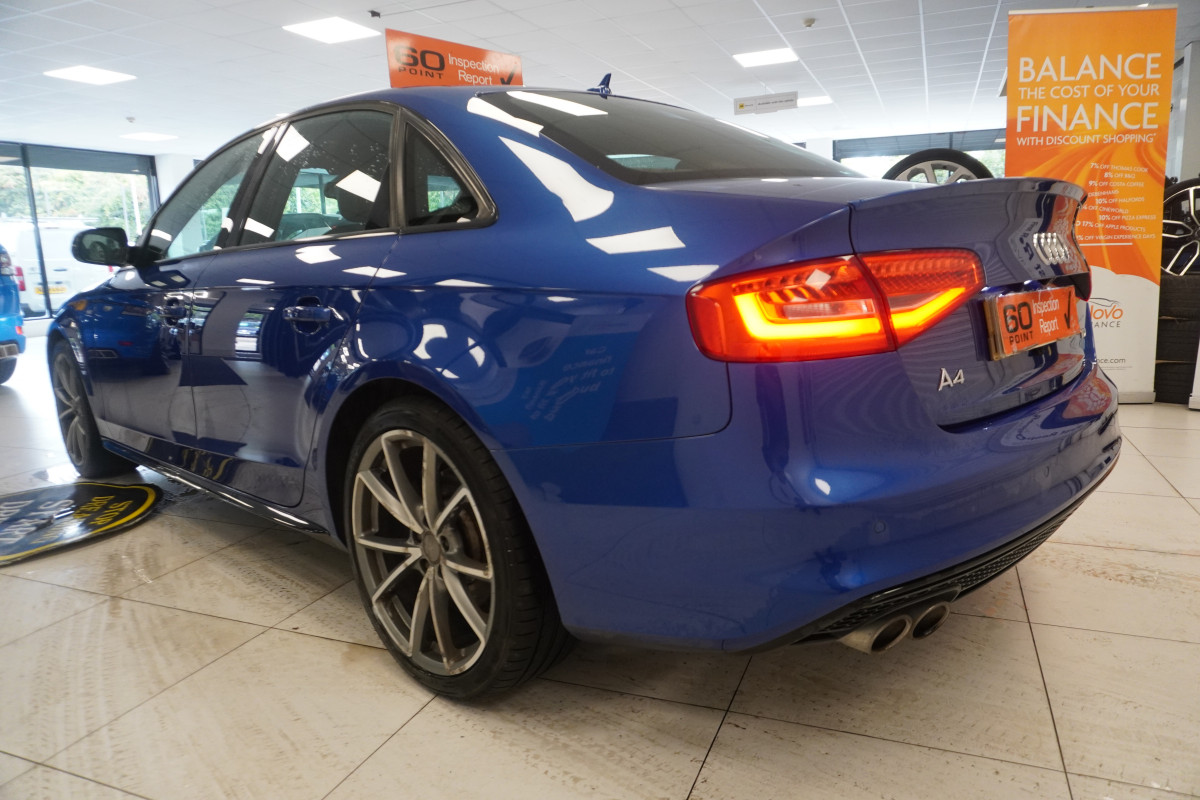 2015 AUDI A4 2.0 TDi S LINE BLACK EDITION PLUS in SEPANG BLUE with BLACK LEATHER & 19″ ALLOYS