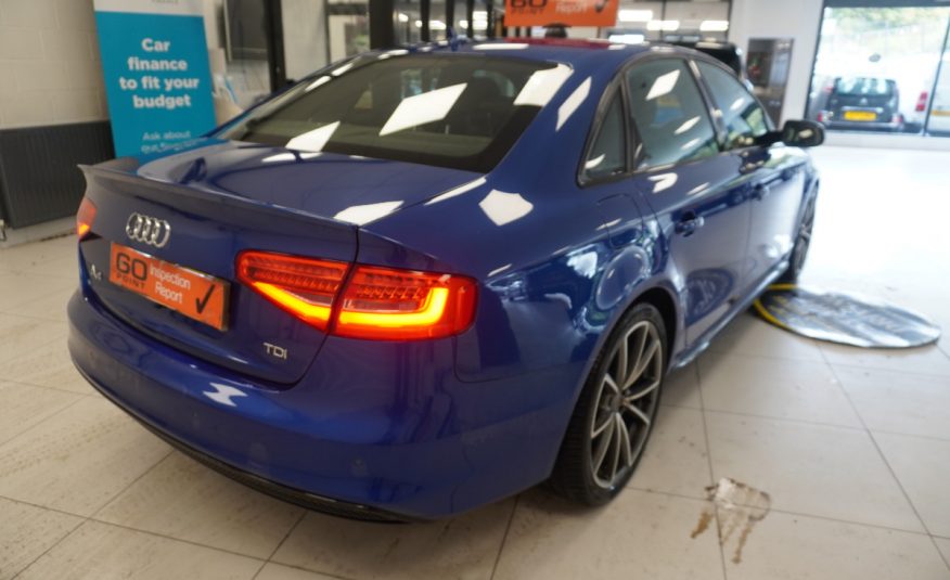 2015 AUDI A4 2.0 TDi S LINE BLACK EDITION PLUS in SEPANG BLUE with BLACK LEATHER & 19″ ALLOYS