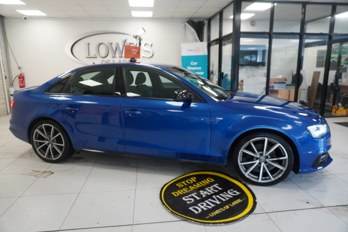 2015 AUDI A4 2.0 TDi S LINE BLACK EDITION PLUS in SEPANG BLUE with BLACK LEATHER & 19″ ALLOYS