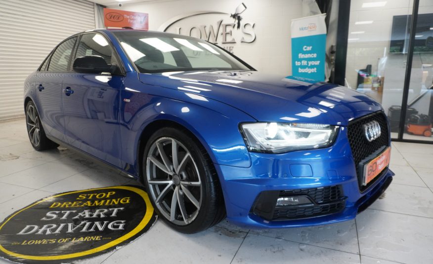 2015 AUDI A4 2.0 TDi S LINE BLACK EDITION PLUS in SEPANG BLUE with BLACK LEATHER & 19″ ALLOYS