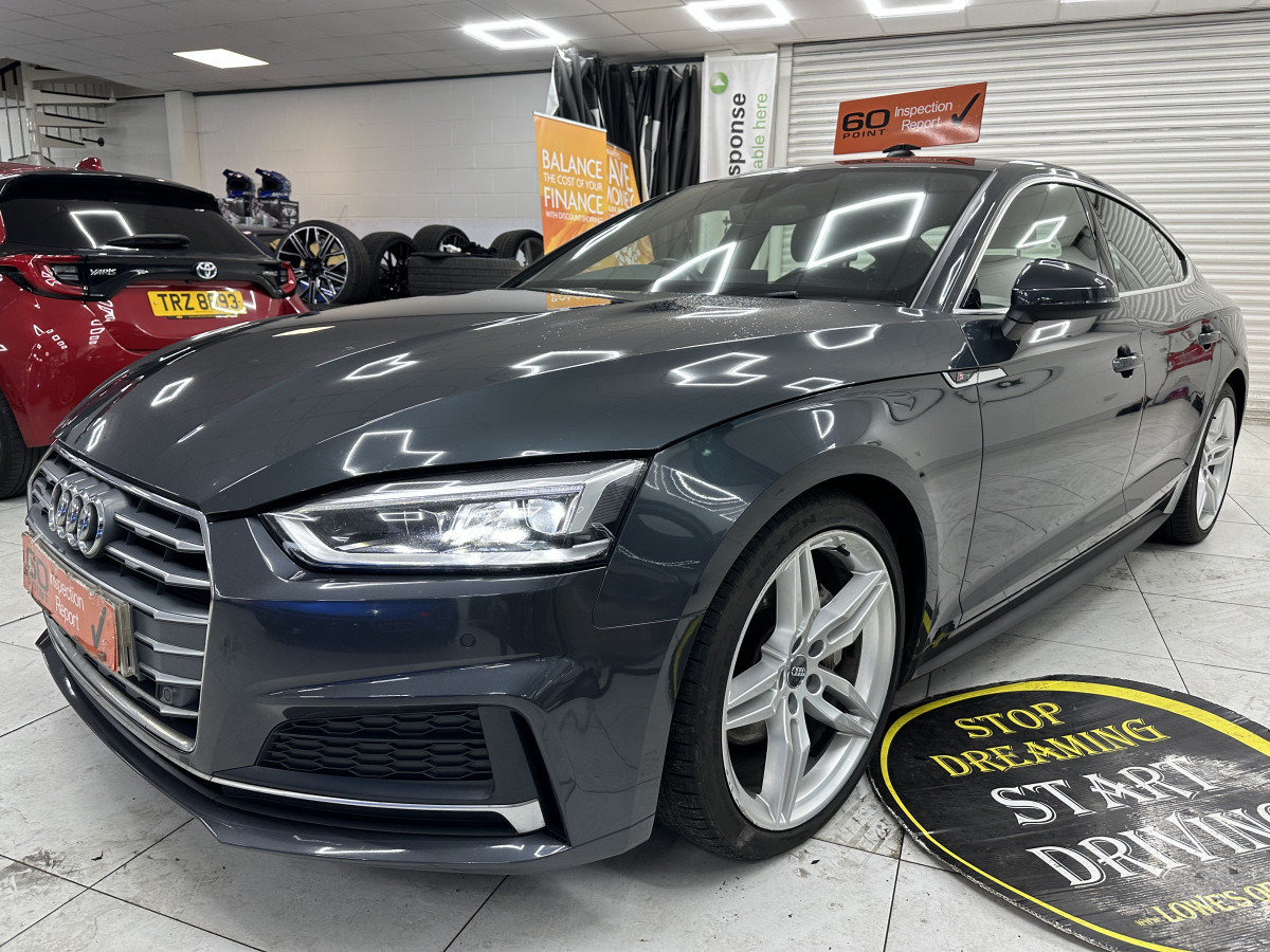 2020 (OCT) AUDI A5 2.0 TDi 40 S LINE SPORTBACK S TRONIC AUTO — BLACK LEATHER & SAT NAV