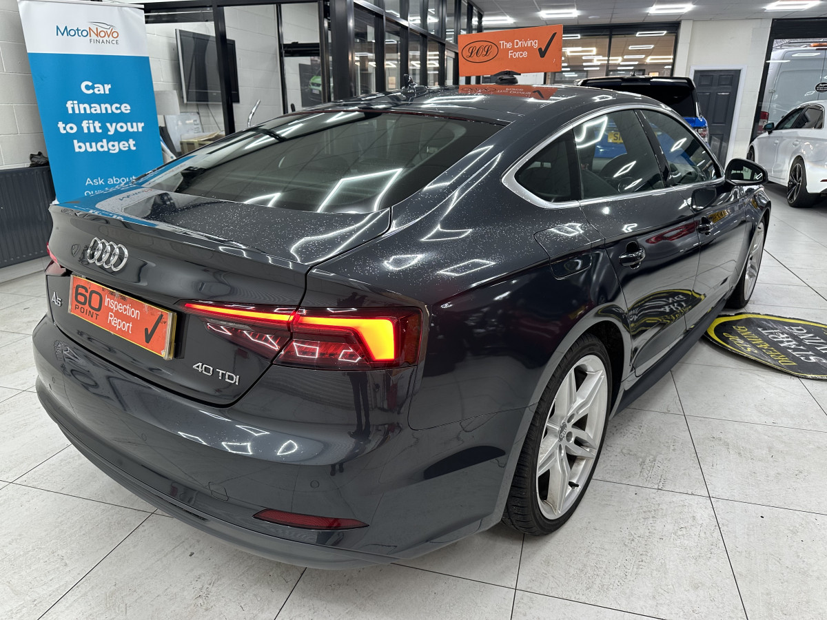 2020 (OCT) AUDI A5 2.0 TDi 40 S LINE SPORTBACK S TRONIC AUTO — BLACK LEATHER & SAT NAV