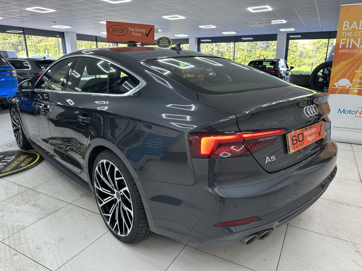 2020 (OCT) AUDI A5 2.0 TDi 40 S LINE SPORTBACK S TRONIC AUTO — BLACK LEATHER & SAT NAV