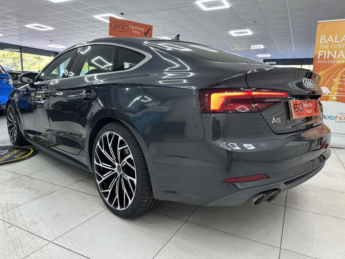 2020 (OCT) AUDI A5 2.0 TDi 40 S LINE SPORTBACK S TRONIC AUTO — BLACK LEATHER & SAT NAV