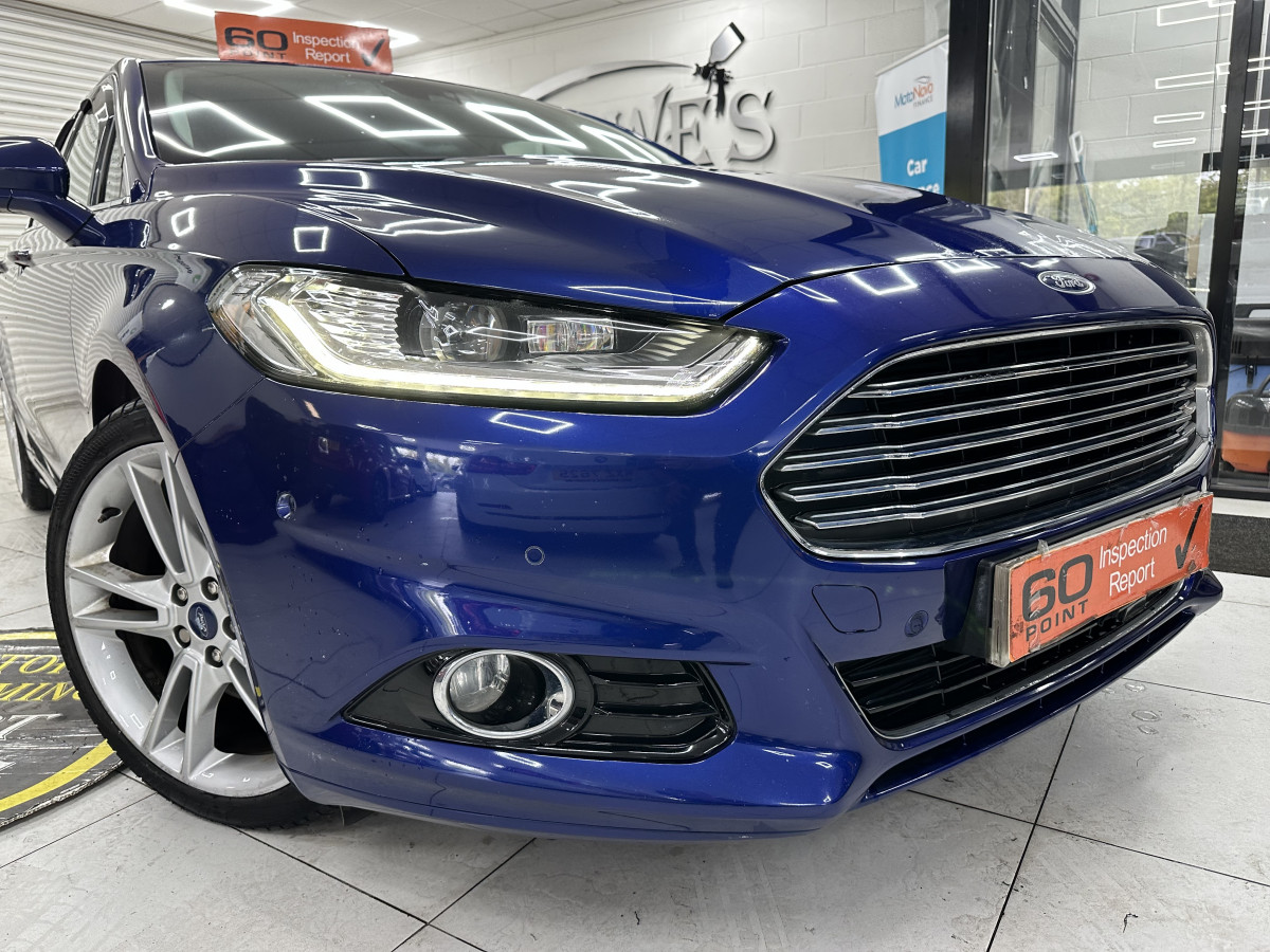 2015 (JULY) FORD MONDEO 2.0 TDCi TITANIUM AUTOMATIC — ONLY 94K — BLACK LEATHER, SAT NAV & 19″ ALLOYS
