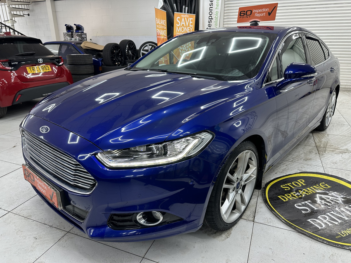 2015 (JULY) FORD MONDEO 2.0 TDCi TITANIUM AUTOMATIC — ONLY 94K — BLACK LEATHER, SAT NAV & 19″ ALLOYS