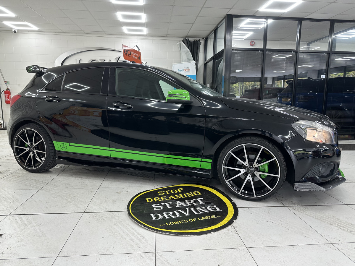 2014 (JULY) MERCEDES A180 1.5 DIESEL ECO SE — FULL SKIRTING BODY KIT & 19″ ALLOYS — £20 TAX