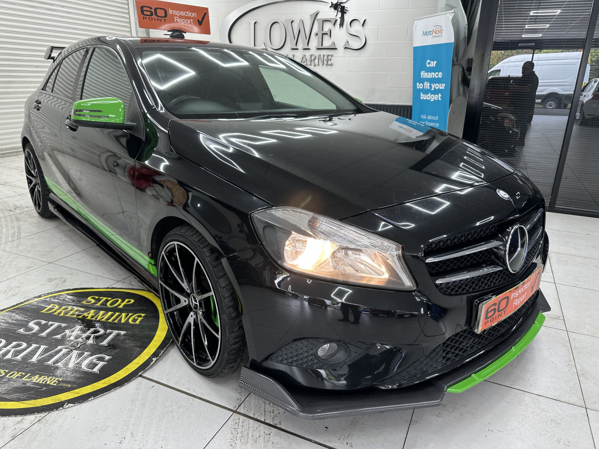 2014 (JULY) MERCEDES A180 1.5 DIESEL ECO SE — FULL SKIRTING BODY KIT & 19″ ALLOYS — £20 TAX