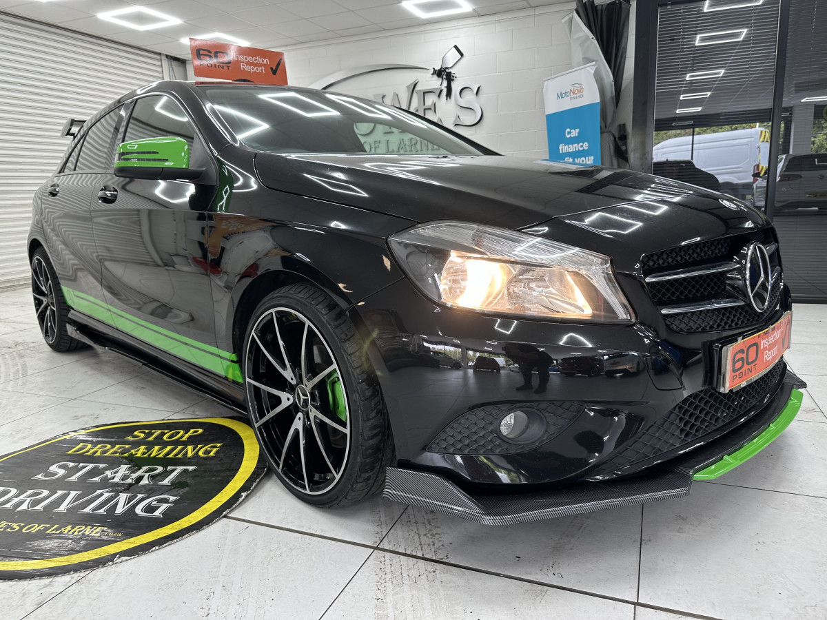 2014 (JULY) MERCEDES A180 1.5 DIESEL ECO SE — FULL SKIRTING BODY KIT & 19″ ALLOYS — £20 TAX